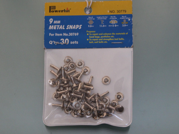 9MM w/30 sets Metal snaps for punch for leather repairing